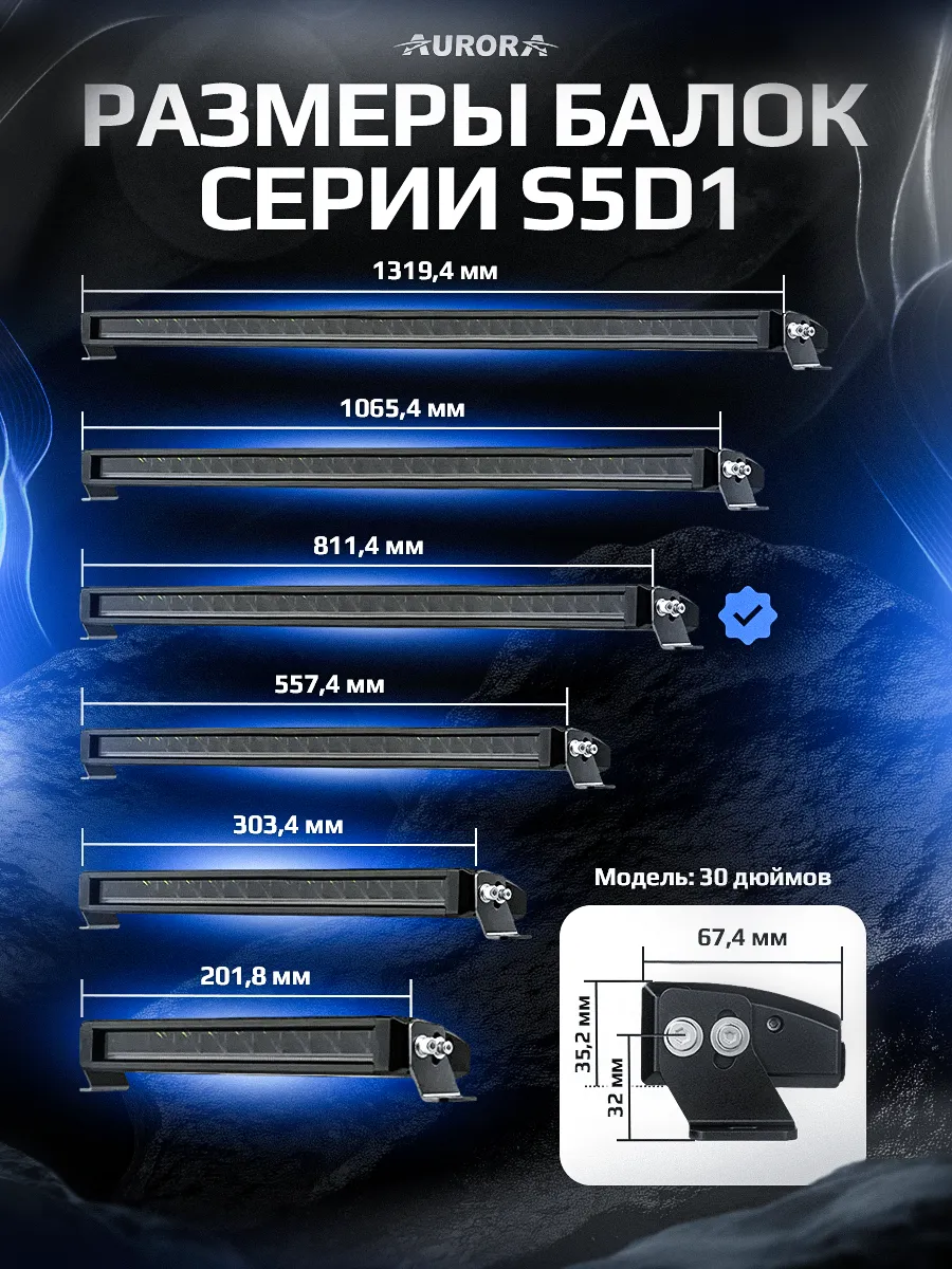 СВЕТОДИОДНАЯ БАЛКА 30" ДАЛЬНЕГО СВЕТА AURORA S5D1 RGB ДХО