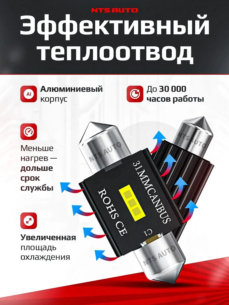 C5W/1860-31MM-1 CANBUS БЕЛЫЙ 12-24V 