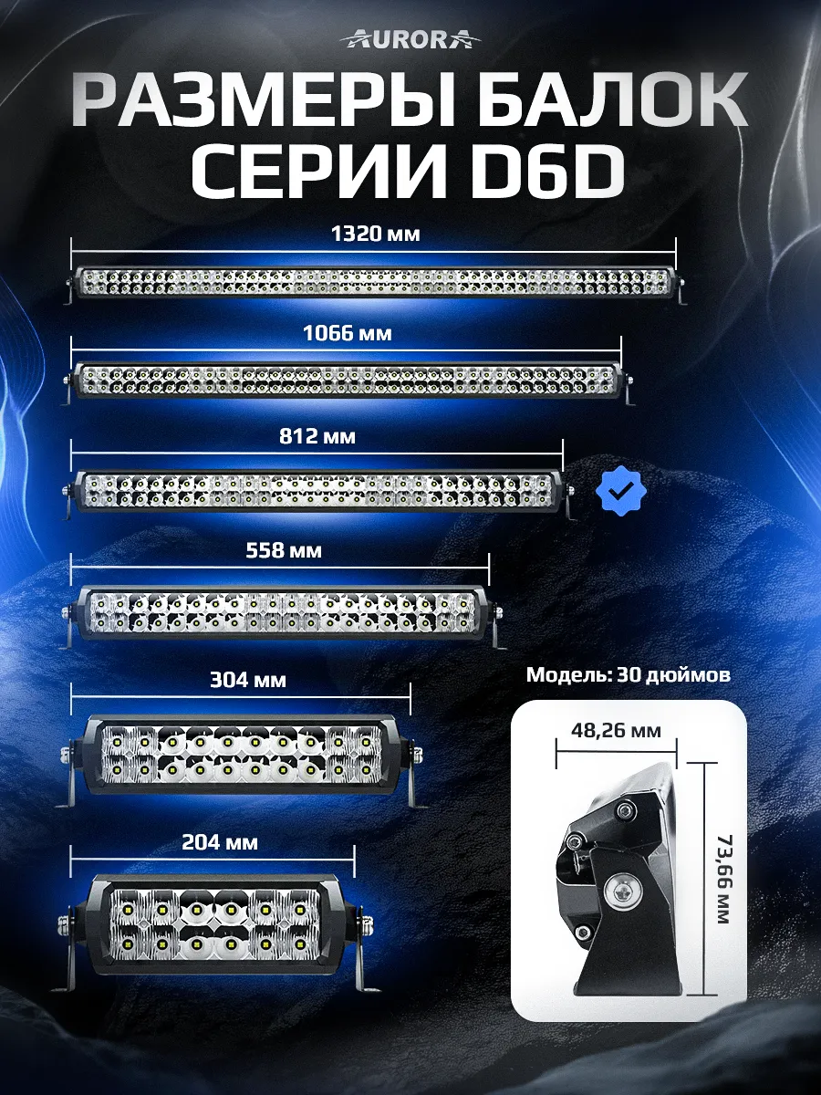 СВЕТОДИОДНАЯ БАЛКА 30" ДВУХРЯДНАЯ КОМБИНИРОВАННОГО СВЕТА AURORA D6D