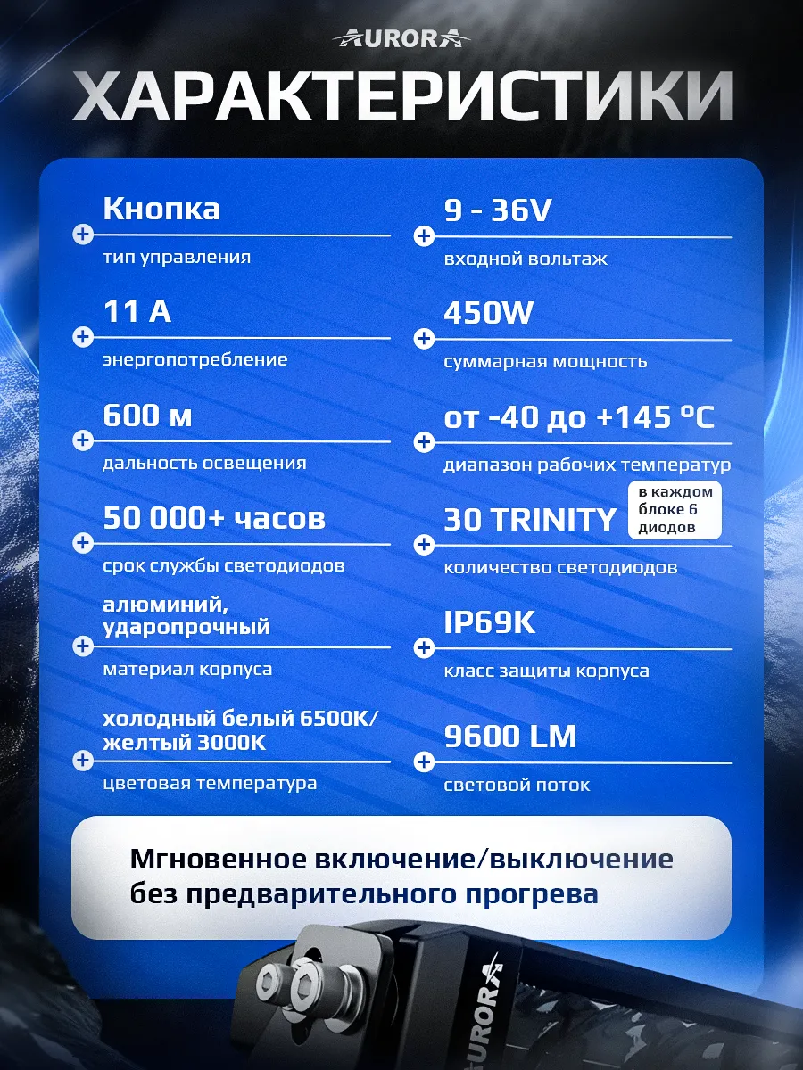 СВЕТОДИОДНАЯ БАЛКА 30" КОМБИНИРОВАННАЯ БЕЛО-ЖЕЛТАЯ AURORA S6