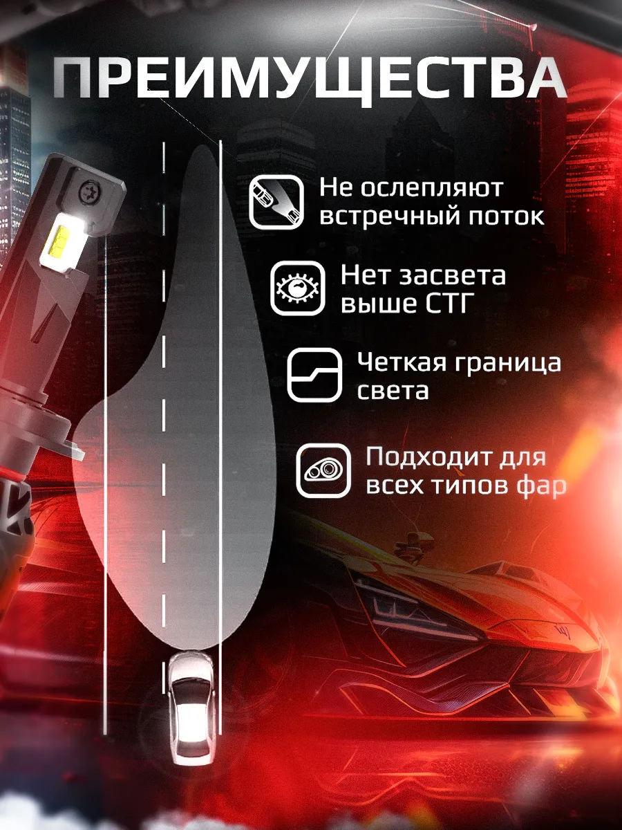 Светодиодные лампы A92 6300K H7/18 