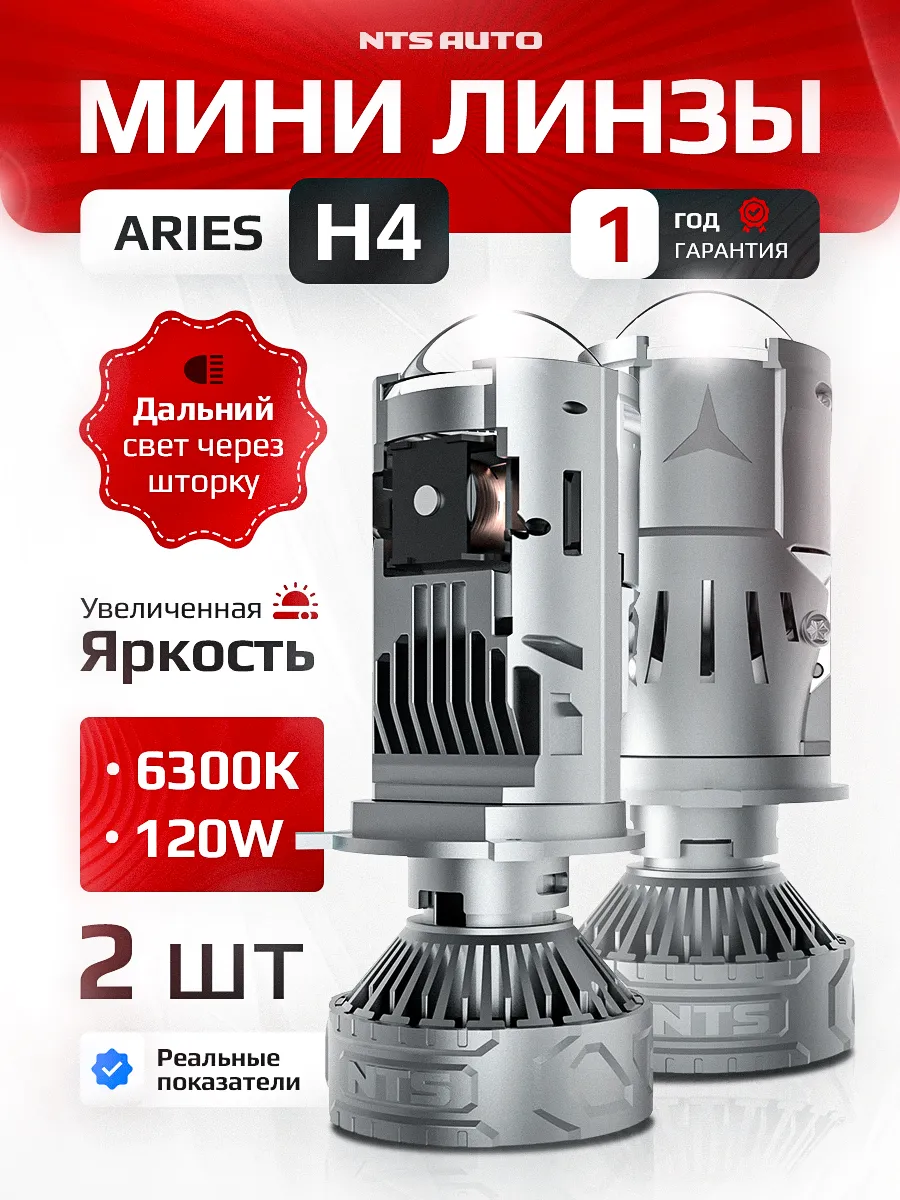 Светодиодная мини лампа-линза со шторкой ARIES H4 120W