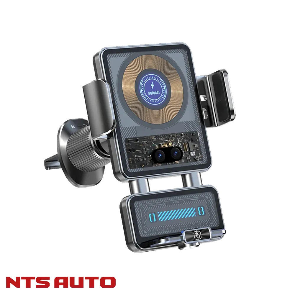 Держатель телефона с беспроводной зарядкой C8 СЕРЕБРЯННЫЙ