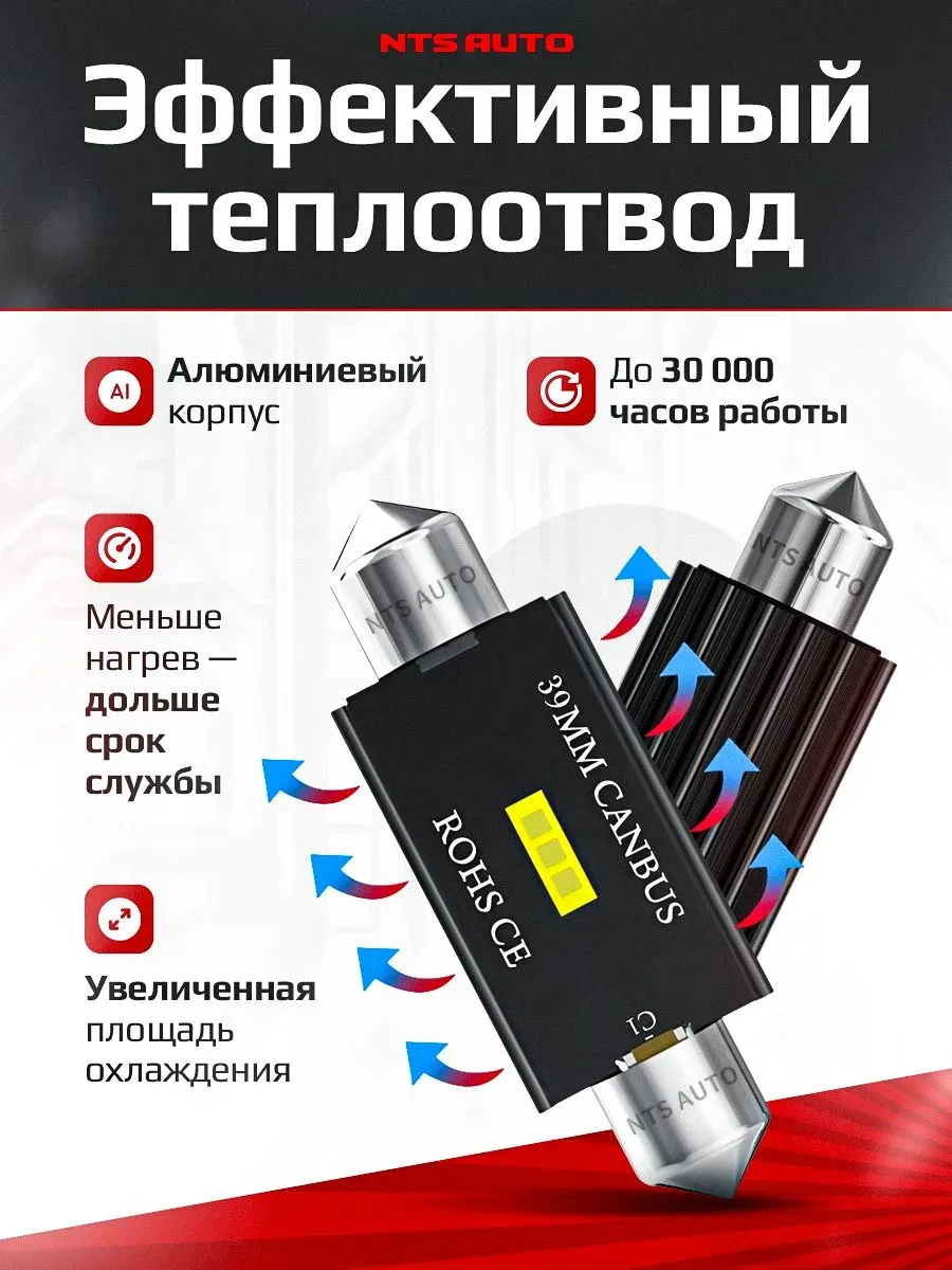 C5W/1860-39MM-1 CANBUS БЕЛЫЙ 12-24V 