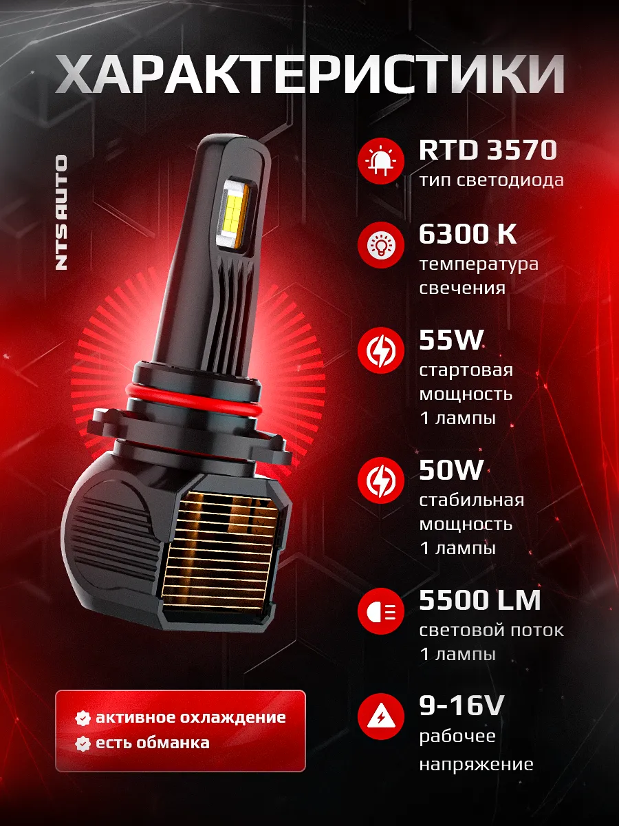 Светодиодные лампы A95 6300K HB3/HB4/HIR2 CANBUS