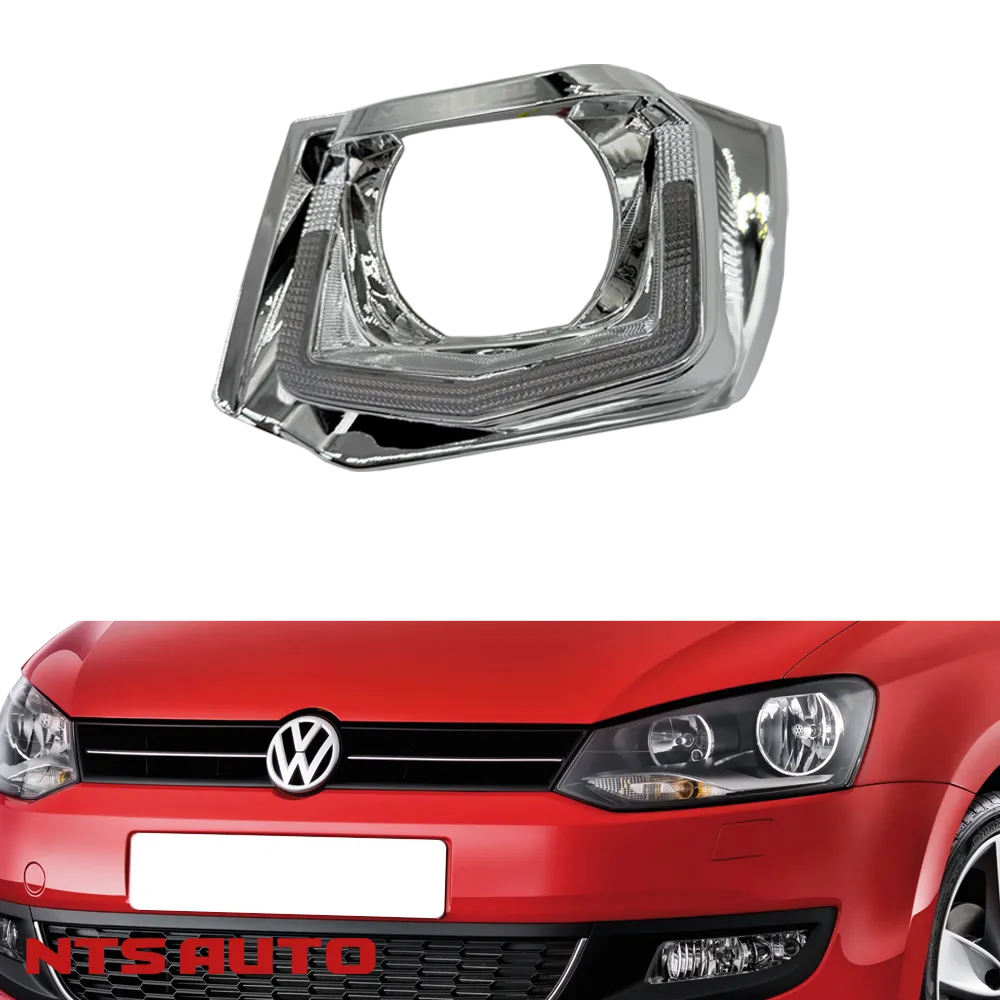Маска-отражатель в замен штатных на VOLKSWAGEN POLO V 2009-2015 хром с ДХО