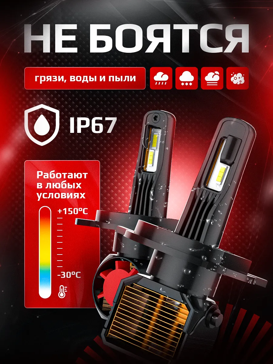 Светодиодные лампы A95 6300K H4 CANBUS