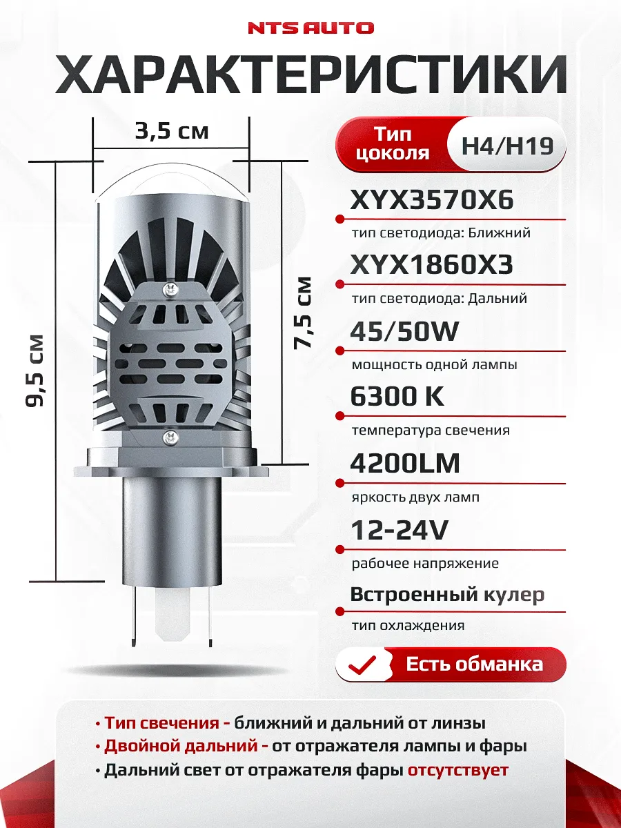 Светодиодная лампа-линза SPICA H4 CANBUS