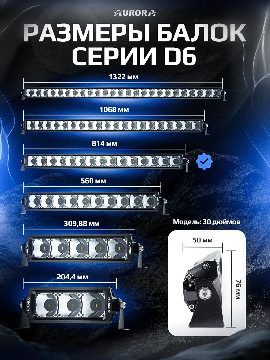 СВЕТОДИОДНАЯ БАЛКА 30" ДАЛЬНЕГО СВЕТА БЕЛО-ЖЕЛТАЯ АВРОРА D6