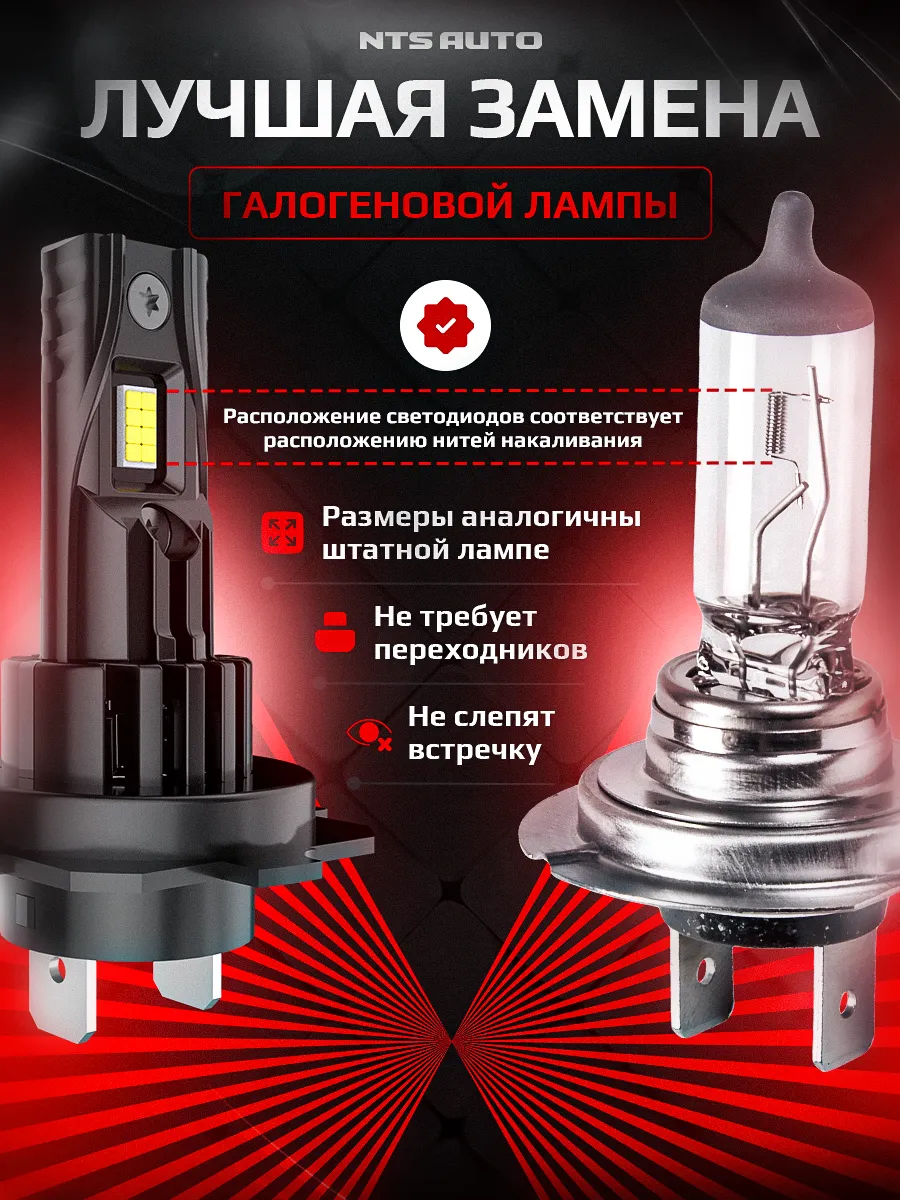 Светодиодные лампы A53 H7/H18 6300К
