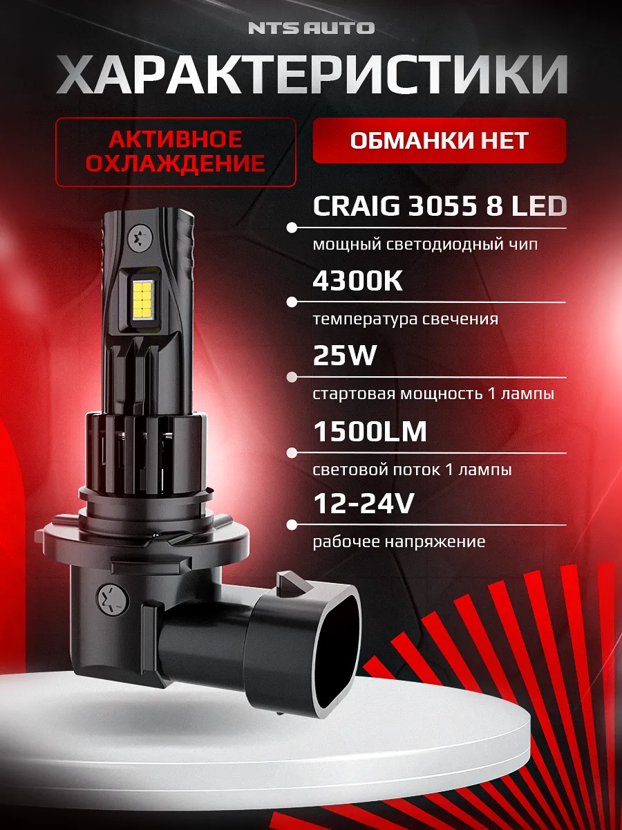 Светодиодные лампы A53 HB3/HB4/HIR2 6300К