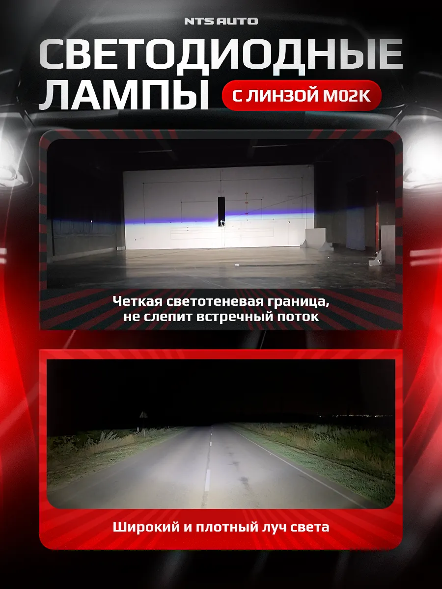 Светодиодная лампа-линза M02K H4 6300K CANBUS