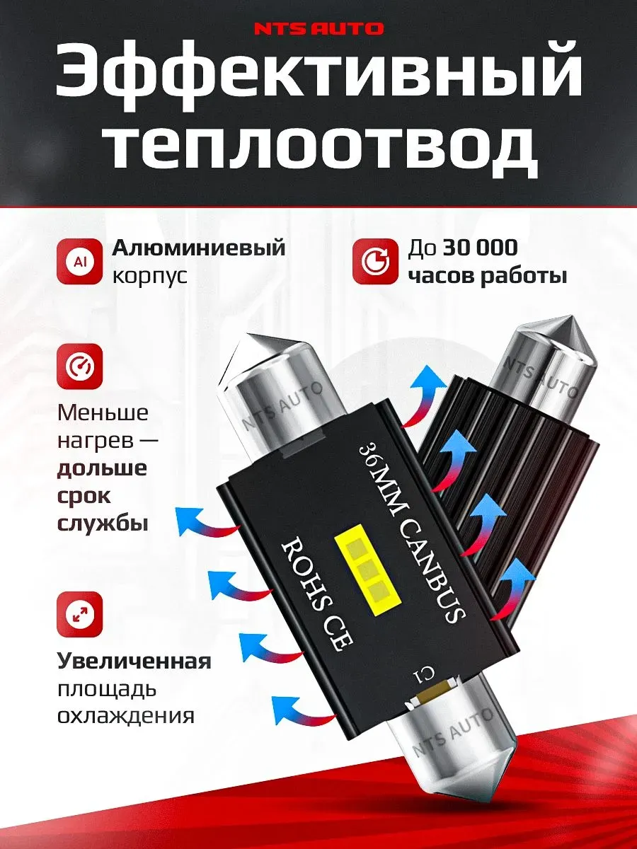 C5W/1860-36MM-1 CANBUS БЕЛЫЙ 12-24V 