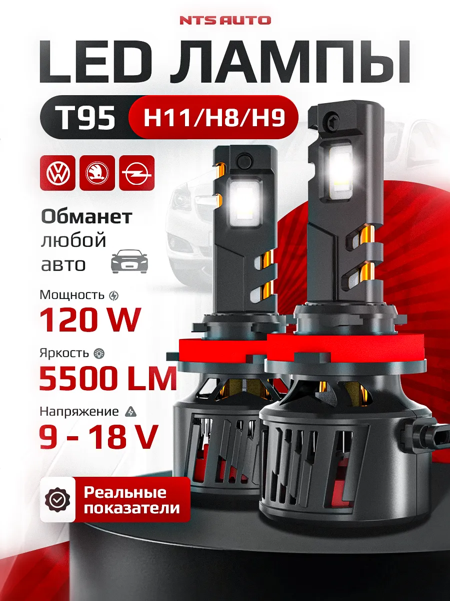 Светодиодная лампа T95 H8/H9/H11