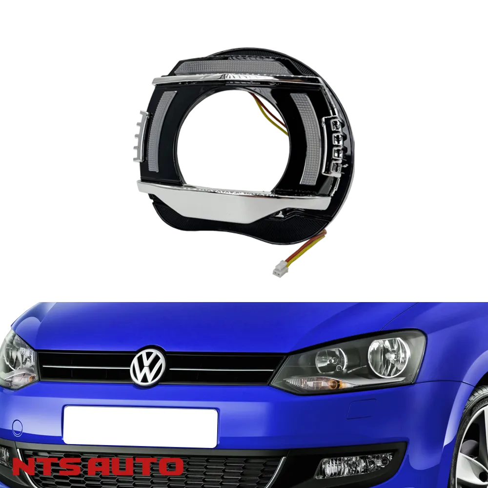 Маска-отражатель в замен штатных на VOLKSWAGEN POLO V 2009-2015 черная с ДХО