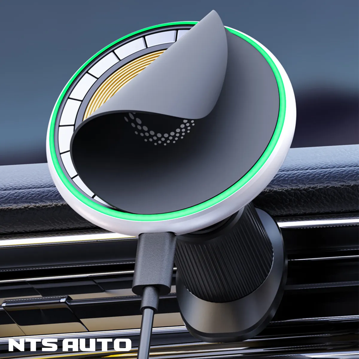 Держатель телефона с беспроводной зарядкой T50 СЕРЫЙ