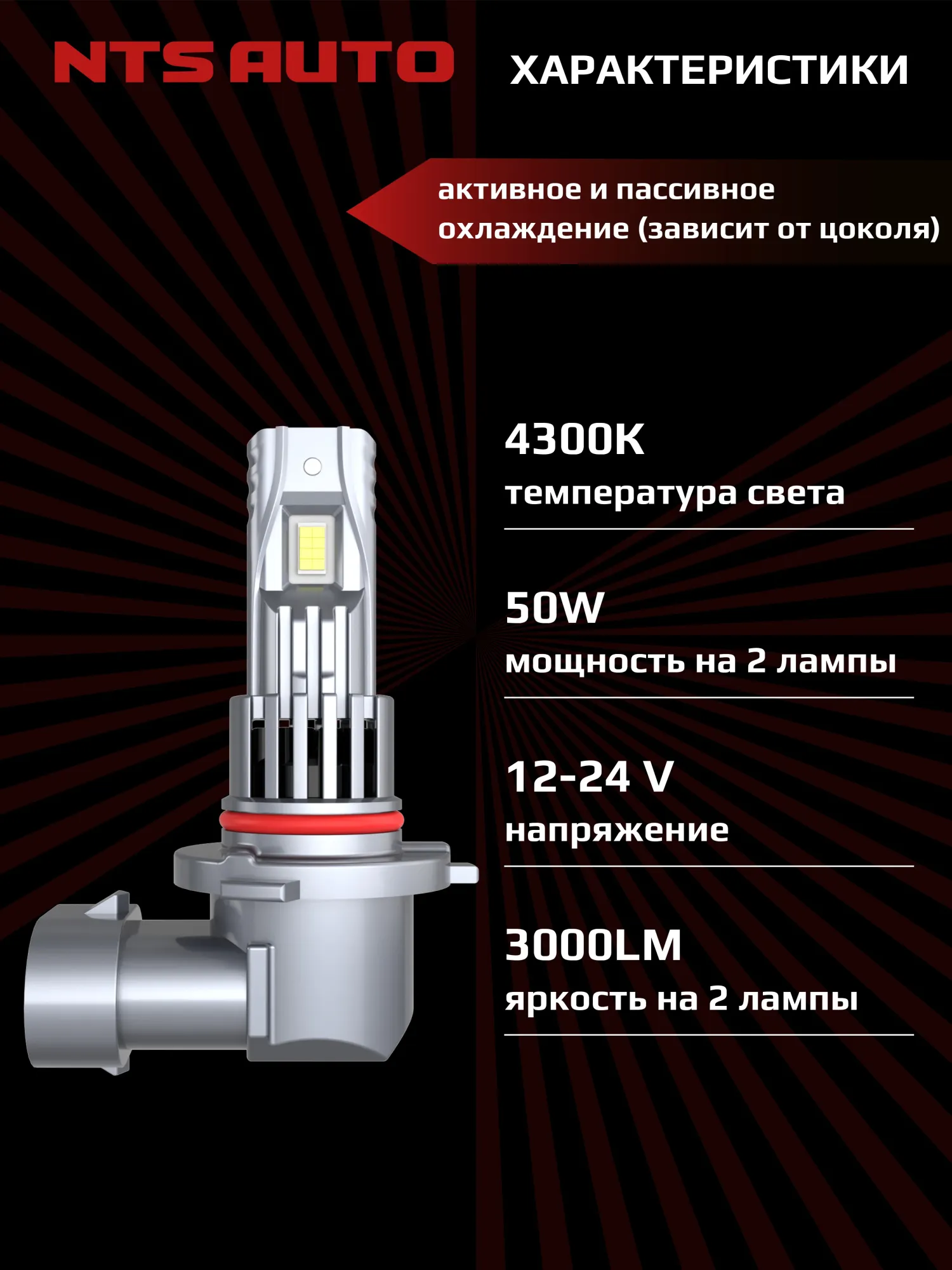Светодиодные лампы A53 HB3/HB4/HIR2 4300К