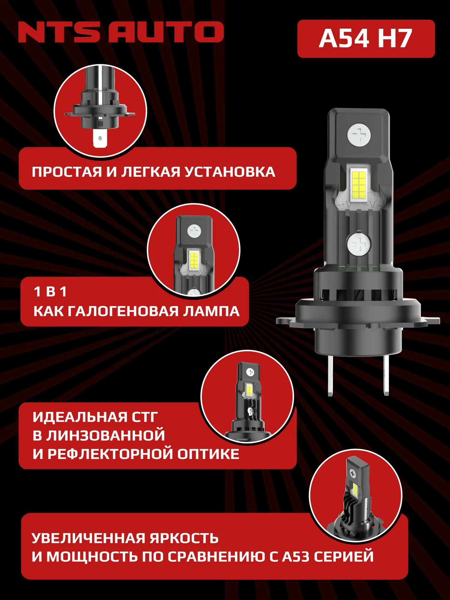 Светодиодные лампы A54 H7/H18 6300К Светодиодные лампы A54 H7/H18 6300К