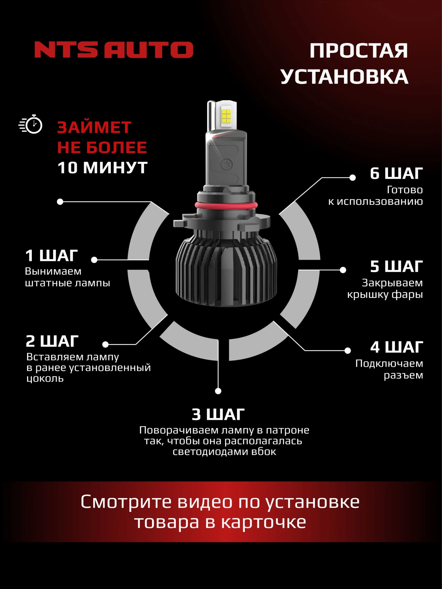 Светодиодные лампы C10 4300K HB3/HB4/HIR2